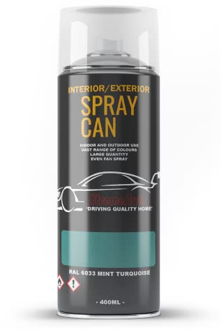 Xtremeauto Spray Paint Finish For Indoor And Outdoor Use Garden Cars Home Kitchen Bathroom Furniture Art Craft Bikes Radiators Metal Wood Plastic Glass UPVC Stone PVC RAL 6033 Mint turquoise