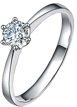 KnSam Echter Goldschmuck, Diamantring Weißgold 750 18K, Solitär Ring 0.3ct Labor Erstellt Diamant, Oma Geschenk, Weiß Gold, Gr.48 (15.3)