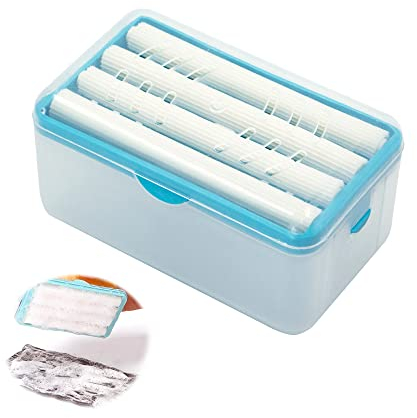 Jabonera Multifuncional Espuma Caja JabóN - Rodillo Limpieza Espumoso Mano Libre Dispensador Escurridor Manos Libres con Tapa De Viaje BañO LavanderíA para BañO, Azul 1 Pieza