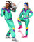 Premium 80er & 90er Jahre Retro Trainingsanzug I Assianzug I Kostüm I Gangster I Prolet I Bad Taste I Assi I Herren I Damen I Motto I Karneval I Fasching (Mint I Lila I Gelb, L)