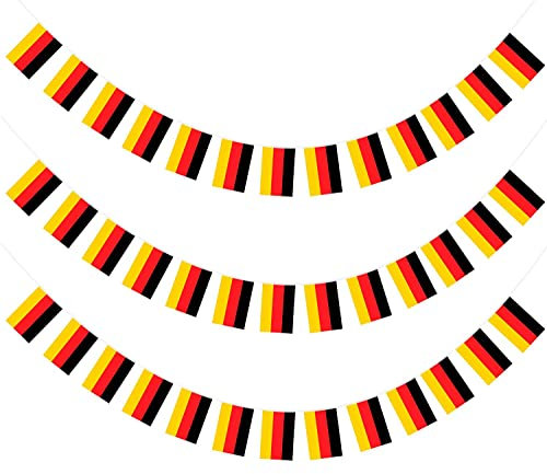 Bandiera Germania 40 Pezzi Bandiera Germania Ghirlanda 11,4 M, Gagliardetti Germania, Bandiera Nazionale Bandiere Europee 14 x 21 cm per Decorazioni Bar da Giardino