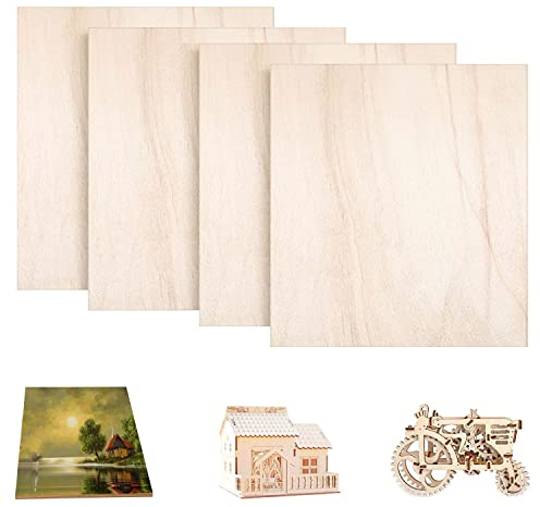 TSKDKIT Large Plywood Sheets Basswood Sheet Large Craft Wood Blank Unfinished Wood Board for Craft DIY Painting Modelling Fretwork Engraved Home Decor(30 x 30cm, 4pcs)