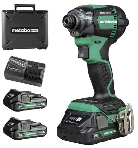 Metabo HPT Kit de destornillador de impacto inalámbrico MultiVolt™ de 18 V con triple martillo | WH18DC Destornillador de impacto