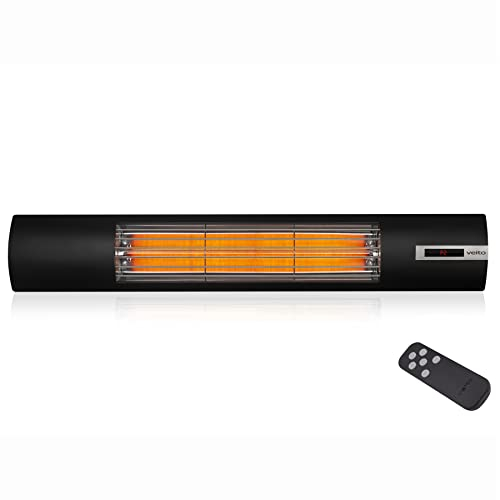 VEITO Space S – Infrarot Heizstrahler, Terassenstrahler, 3 Heizstufen, Fernbedienung, WLAN Zugang über veito smart, IP44, Sandbestrahlter 304'er Edelstahl Body.
