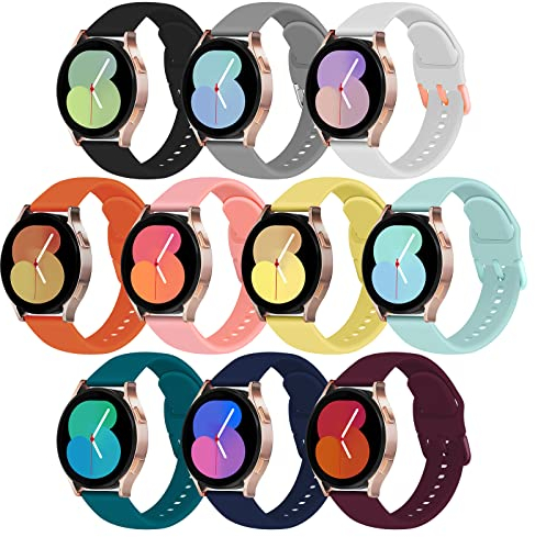 10 Pack Armbänder für Samsung Galaxy Watch 6/5/4 Classic/Active 2, 20mm Silikon Armband Kompatibel (L)
