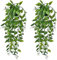 Artificial Hanging Plant, 2pcs Fake PeaPod Hanging Plant, Fake Plant, Small Eucalyptus Faux Greenery, Vine Plant in Pot for Home Indoor Room Outdoor Office Wedding Wall Decoration