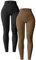 OQQ 2er Pack Damen Leggings Cross Waist High Waist Elastische Lange Yoga Sport Leggings für Damen Schwarz Kaffee