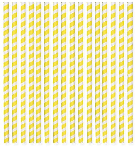 AKH® Pastel Paper Straws | 50 Pack | Eco-Friendly Biodegradable Colorful Party Straws | Arty Decoration Accessories Drinking Straw Disposable Tableware (Yellow)