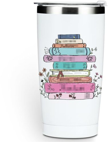Inspired Tumbler Book Decor Book Lovers Gifts Bookish Coffee Mug Music Lover Gift for Women Her Friendship Birthday Christmas 20 oz Stainless Steel Travel Cup Insulated Thermos with Lid for Car