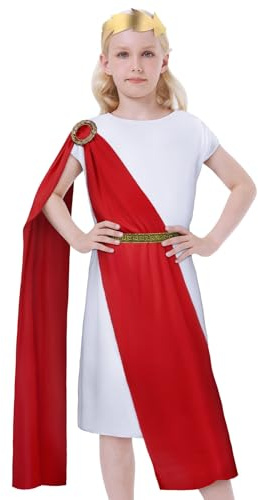 AOOWU Römer Kostüm Kinder, 4Pcs Kinder Römischer Junge Kostüm mit Gürtel und Kopfbedeckung, Griechische Kostüme Kinder für Halloween Karneval Fasching Oder Themen Party Cosplay