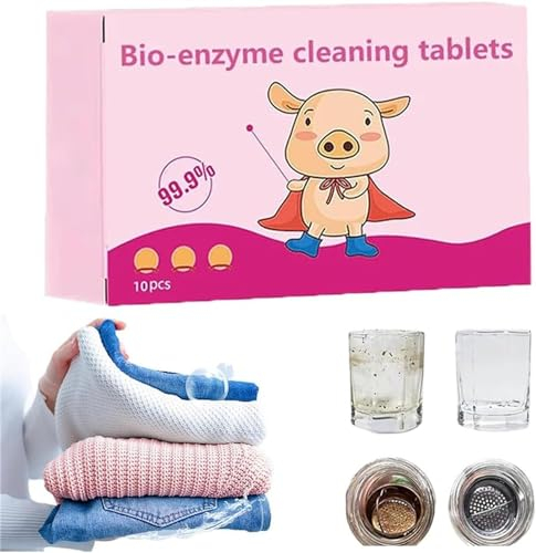 Multi-Functional Bio-Enzyme Cleaning Tablets,Bio-Enzyme Explosive Salt,Active Biological Enzyme Washing,Dissolve Concentrated Tablets,Powerful Stain Removing Foam Cleaner For Clothes,Shoes (1 Box)