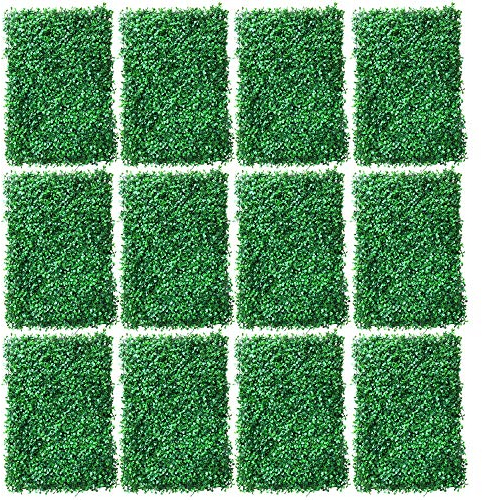 12 pezzi, 40 x 60 cm, decorazione da parete, finti pannelli di bosso, per la casa, per erba, foglie, erba, per la cottura, per la privacy, per piante, decorazione da parete, verde (densità: 247