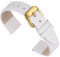 QUARKZMAN Weißes Echtlederarmband, 12 mm breit, flaches, dünnes, elegantes Lederarmband mit goldfarbener Schnalle für Damen und Herren