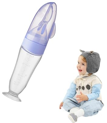 Cuchara de autoalimentación para bebés, alimentador de biberones para bebés - Cuchara para biberón exprimible de silicona para alimentador de bebé | Comedero para recién nacidos con ventosas, Kasmole