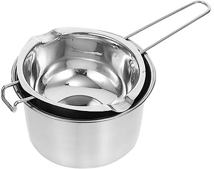 PRETYZOOM Double Boiler Pot for Melting Chocolate and Butter 600ml Capacity Stainless Steel for Candle Making and Cooking Includes 16cm Outer Pot