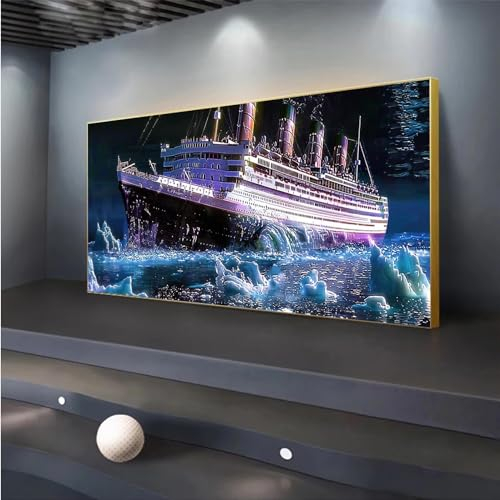 5D DIY Diamond Painting Titanic Diamond Painting XXL Erwachsene Groß 100x233cm Diamond Art Eisberg Diamant Painting Bilder Kinder Anfänger Dimondpaintin Crystal Arts Geschenke für Frauen Wand Deko