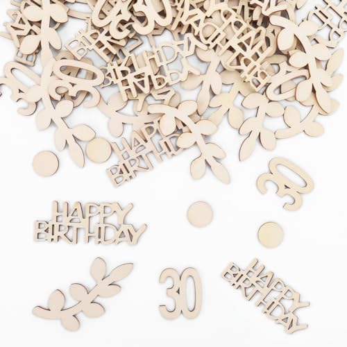 GoldRock Holz Konfetti 30 Geburtstag Männer Frauen Deko Groß 2-6,5cm, 100 Stk Streudeko 30 Geburtstag Deko,Luftschlangen Deko 30 Geburtstag Mann Frau,Tischdeko 30. Geburtstag Deko,30er Geburtstag Deko