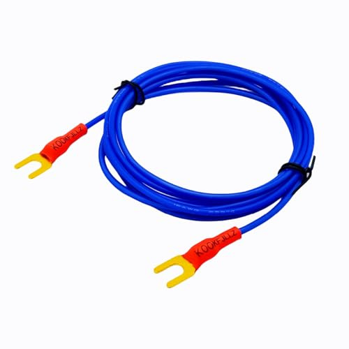Gold-Plated Spade Plugs Turntable Ground Wire with 99.9% Oxygen-Free Copper Silicone Cord for Magnetic Cartridge Turntables, 6 Foot, Blue