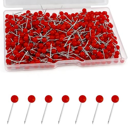 500 Stücke Pinnadeln,Pins,Pinnwandnadeln,Pinnwand Nadeln,Pin Nadel,Reißnägel,Heftzwecken,Pins Für Pinnwand,Rundkopf Stecknadeln,Plastikrundköpfen Pinnadeln,Weltkarte Pinnadeln,Rote Runde Stecknadeln