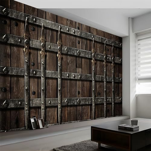 3D Tapete Vintage Holzstruktur Fototapete, 400 x 280 cm (WxH) Wandbild Wandtapete Dekorationen, für Wohnzimmer Schlafzimmer Büro, Flur, Dunkel Vlies Tapete Wanddeko