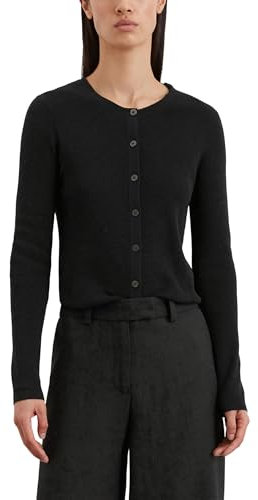 Marc O'Polo Damen Cardigan mit Knopfleiste Slim Fit, Schwarz (Black), XL
