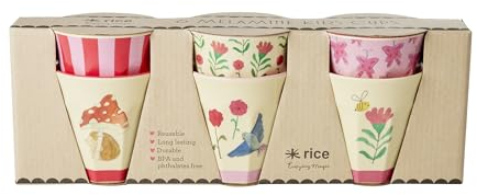 Rice kleine Melaminbecher Kinderbecher pink Happy Forest Prints - 6er Pack