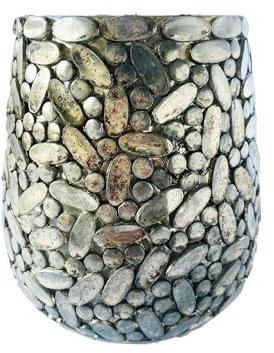 Creative Co-Op Runder Votivkerzenhalter aus Glas, Mosaik, Zinn-Finish