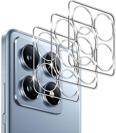 QULLOO Protector de Lente de Cámara para Xiaomi 14T Pro, Cristal Vidrio Templado de Camara, 9H Dureza, Anti-Rasguños, Ultra Transparente, 3 Unidades