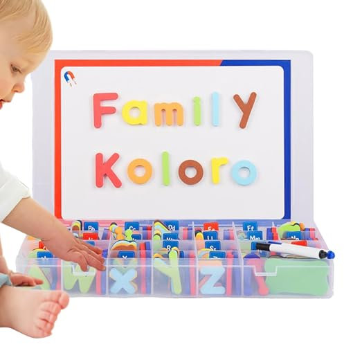 Magnetic Alphabet Kit with 208Letters, Thick Foam Fridge Magnets for Kids, Uppercase Lowercase kit with Double-Side Magnetic Board-Foam, Kids Preschool Spelling and Learning with Pens Eraser