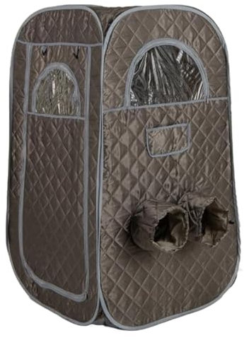 GOPLUS Sauna à Vapeur Portable pour 1 ou 2 Personnes, Générateur de Vapeur 1000W et de 3L, Sauna avec Chaise Pliable, Minuterie, Télécommande, pour Relaxation (Café)