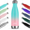 Mont-Clair H2O Gourde isotherme - Bouteille isotherme sans BPA - Gourde inox 1L, 24h froid & 12h chaud - Bouteille d'eau en acier - Gourde 1L, Cyan & Rose
