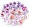 ROLLWAY 40 Stück Kunstblumen zum Basteln Klein Blumenköpfe 2.5~9cm, Mini Künstliche Blumen Blütenköpfe Deko Seidenblumen Fake Blumen Blumendeko Rosen Hortensien für Tortendeko (Lila)