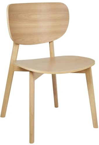 Beliani Esszimmerstuhl 2er Set Gummibaumholz Hellbraun Holzstuhl ohne Armlehnen Overly