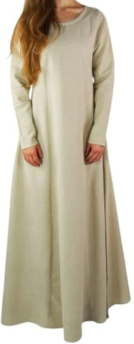 Leonardo Carbone® Damen Kleid Wikinger Unterkleid | Zeitloses Design | Hoher Karneval, Halloween, Cosplay, LARP, Mittelalter, Wikinger | 100% Viskose Hanf XL