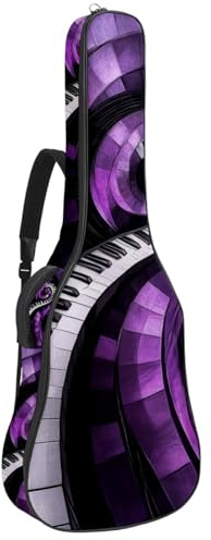 43 Zoll Akustikgitarre Softcase mit Rucksackgurt und 2 Taschen Spirale Klaviertasten Lila Keine Polsterung Rucksack Wasserdicht Oxford Tuch Bassgitarre Gigbag für Konzertgitarre, mehrfarbig,