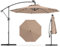 GOPLUS Sombrilla Jardín 300 cm, Sombrilla Terraza Exterior con 8 Costillas, 32 Luces LED Solares, Manivela para Rotación 360°, Inclinable, Protección UV, Base de Sombrilla no Incluida (Marrón)
