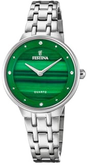 Festina Damenuhr Analog aus Edelstahl 316l Silberfarben | Quarzwerk, Widerstandsfähiges Mineralglas, Wasserdicht 5 ATM F20600/B, Mademoiselle