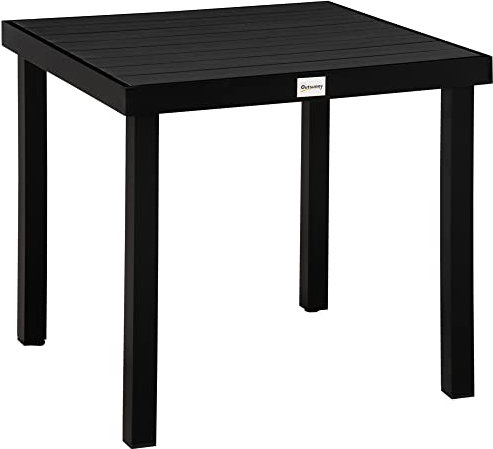 Outsunny Table à Manger de Jardin pour 4 Personnes, Table de Jardin extérieure en Aluminium, pour Patio, terrasse, 78 x 78 x 74 cm, Noir