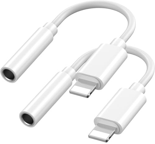 Vinmooog Adaptador de Auriculares para iPhone【Certificado MFi】 Adaptador para iPhone Cable de Audio Auxiliar con Compatible con iPhone 14 Pro/14/13/12/SE/11/X/XS/8/7(2 Pack)
