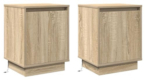 vidaXL Nachttisch 2 pcs Sonoma-Eiche 39 x 34,5 x 50 cm Holzwerkstoff, Moderne Schlafzimmer, kompakter Nachttisch, rechteckiger Nachtschrank, nützliche Ablage
