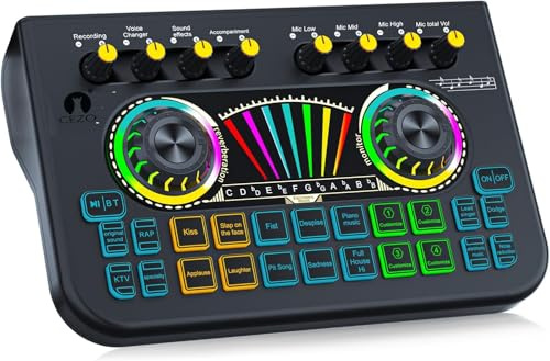 Cezo X3 Professional Live Streaming Audio Interface with 2 Microphone Inputs, 2 Smartphones Multik Mixer Output for Karaoke, Mobile/PC Streaming, Live Audio, Singing, Recording, Gaming