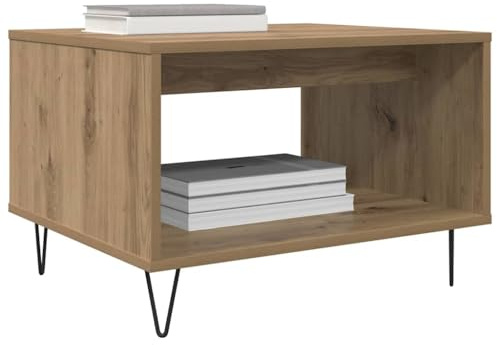 vidaXL Coffee Table Artisan oak 60 x 50 x 40 cm Engineered wood, Contemporary Table, Square Coffee, Minimalist, Stylish Living Room Surface, Functional Compact