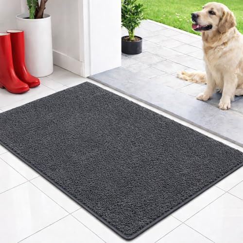 casa pura Schmutzfangmatte innen 86 x 150 cm Anthrazit - rutschfeste Maschinenwaschbare Fußmatte - Türmatte Sauberlaufmattestürmatte - Fussmatte für Hund - Haustür & Flur - NASA