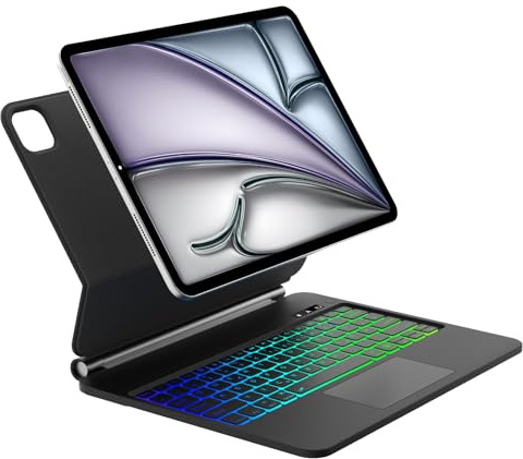 Occtingkind Magic Keyboard für iPad Air 13 M4 (2026) mit 7-Farben-Beleuchtung und Touchpad - Deutsche Tastatur, perfekte Passform für iPad Air 13 M4/M3/M2 & Pro 12,9 (2018-2022)