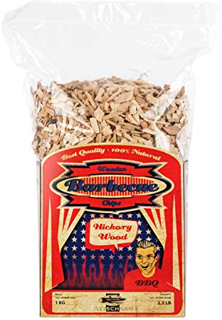 Axtschlag Räucherchips Hickory, 1000 Gramm sortenreine Räucherspäne für besondere Rauch- und Geschmackserlebnisse, für alle Grills & Smoker