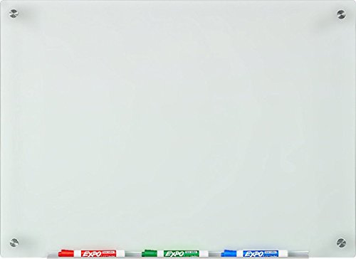 Frosted Glass Dry-Erase Board - 60 cm x 90 cm - Includes Aluminium MarkerTray