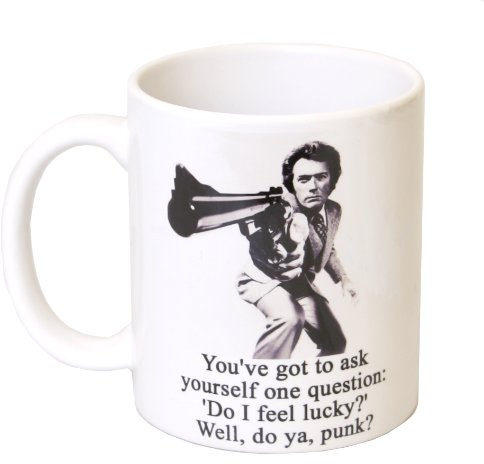 Mugs n Kisses Do I Feel Lucky?' Dirty Harry Tea Coffee Gift 11oz Ceramic Mug - Treat Republic Range - Mother's Day, Birthday, Christmas Office Tea Coffee Gift 11oz Ceramic Mug