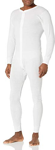 Indera Men's Cotton Rib Knit Union Suit, White, 3X