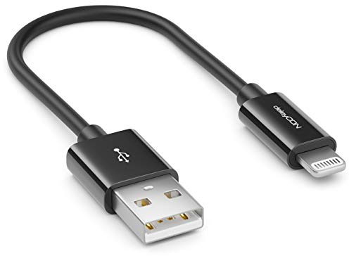 deleyCON 0,15m Lightning 8 Pin USB Cable de Carga Cable de Datos Certificado MFI para Apple iPhone 14 Pro Max 14 Pro 14 Plus 14 SE 13 Pro Max 13 Pro 13 Mini 12 Pro Max 12 Pro 12 Mini - Negro