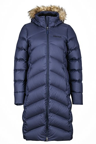Marmot Wm's Montreaux Coat Veste Légère en Duvet Isolée, Facteur de Gonflement de 700, Manteau d'extérieur, Anorak déperlant, Coupe-Vent Femme Midnight Navy FR: XL (Taille Fabricant: XL)
